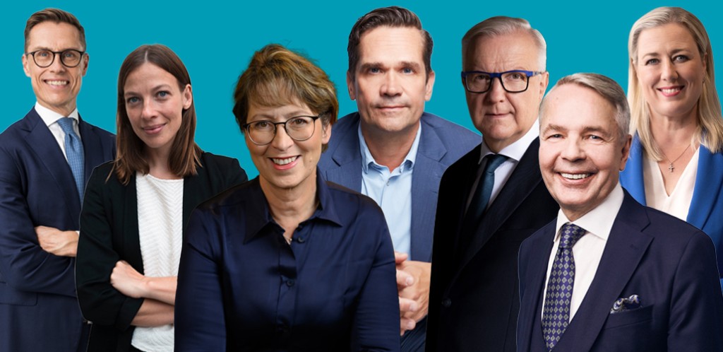 Alexander Stubb, Li Andersson, Sari Essayah, Mika Aaltola, Olli Rehn, Pekka Haavisto, Jutta Urpilainen