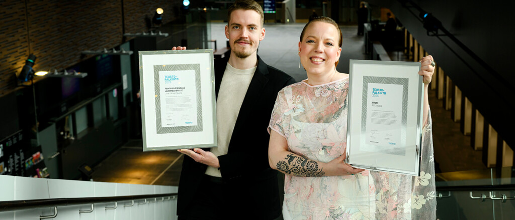 Aili Järvelä ja Joel Järventausta, Teosto-palkintovoittajat 2026, kuvaaja Jussi Helttunen